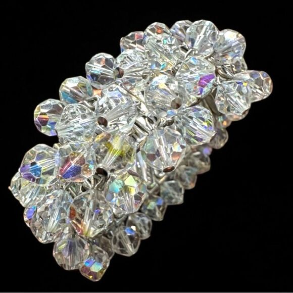 Vintage Japan Crystal women Bracelet –Stretch & Adjustable Crystal Beaded Silver - Picture 1 of 17